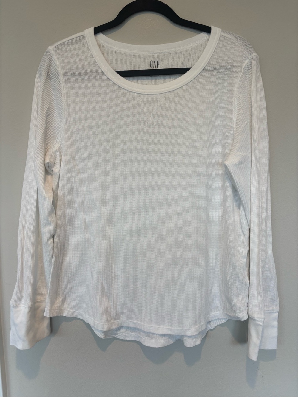 GAP White Long-Sleeve Waffle Knit Top